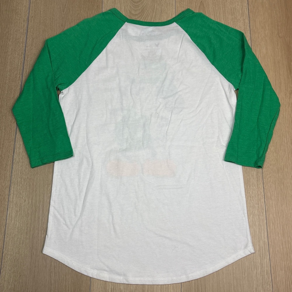 NWT Disney Mickey Mouse St Patricks Day Raglan Shirt Green White Small - Picture 4 of 6